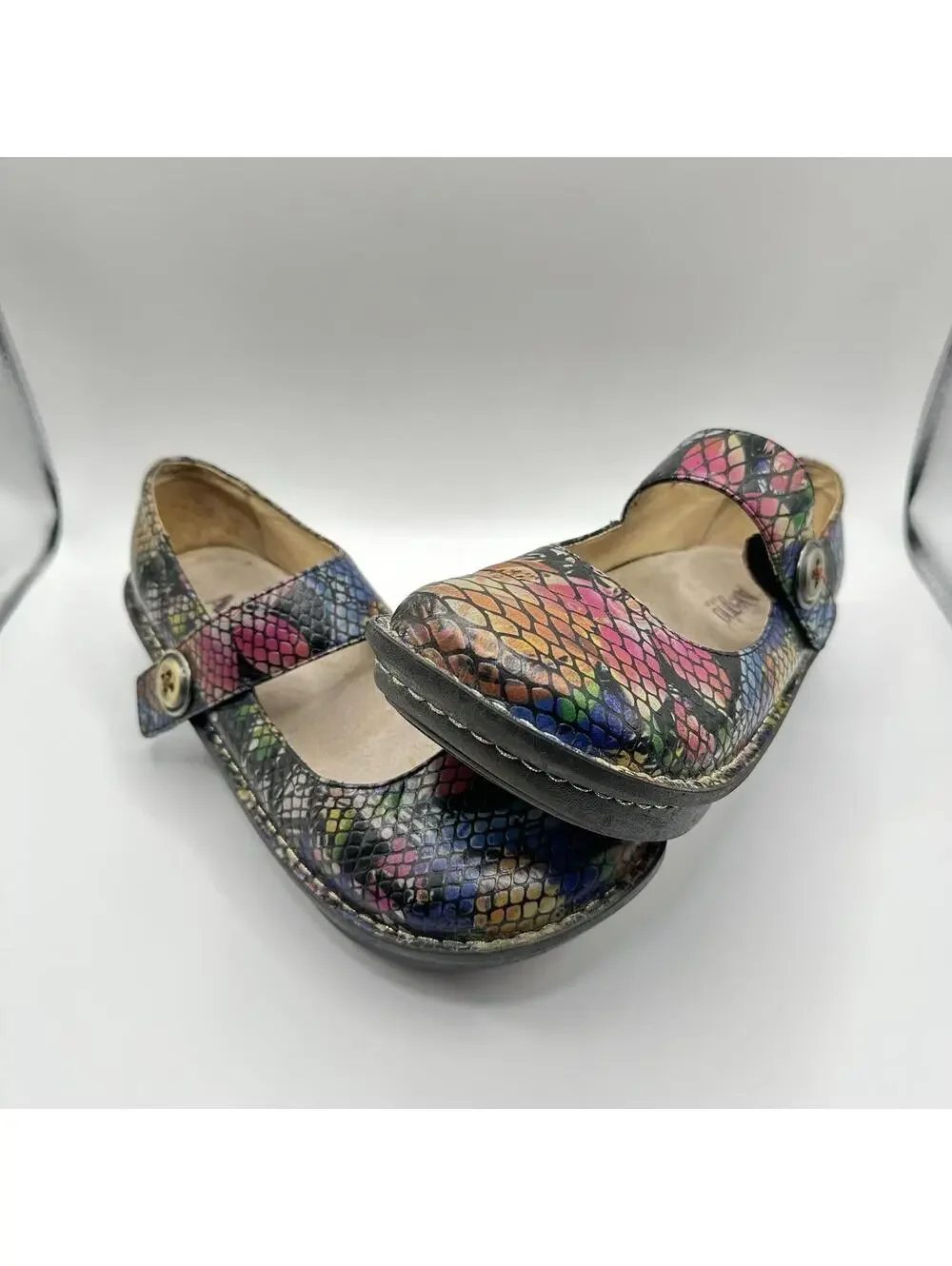 Alegria PAL-724 Womens Size 40 / US 9 Multi Color Snake Mary Janes Nurse PG Lite